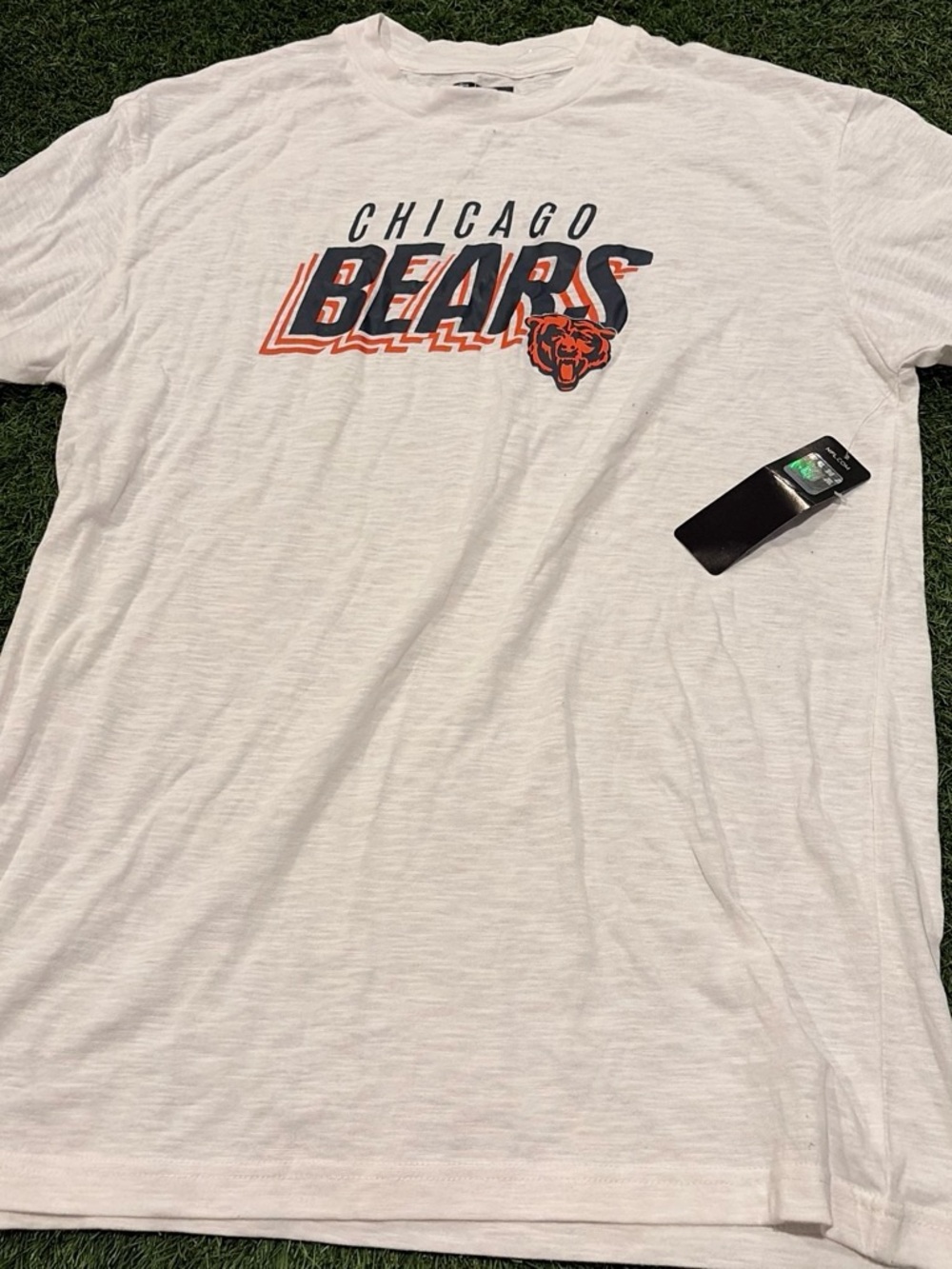 NFL Chicago Bears White Tee with Navy and Orange Logo